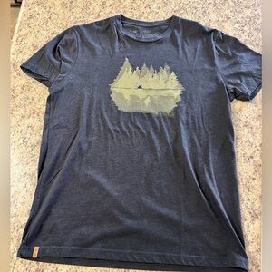 Tentree 10 pine tree nature lake reflection Charcoal Tee with Forest Graphic L